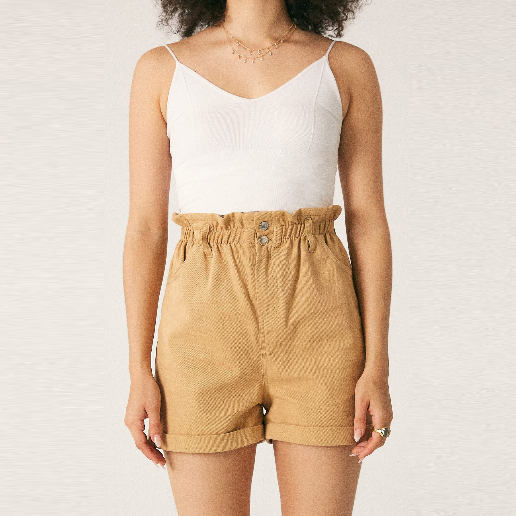 camel chino shorts